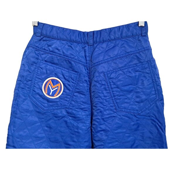 Vtg 80s Mellow Yellow Quilted Pants Ski Snow Winter Womens T3 Blue - Picture 2 of 9